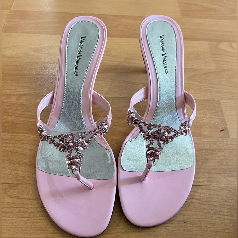 Versavia Viamara PINK jewelled sandals in NEW condition with tags